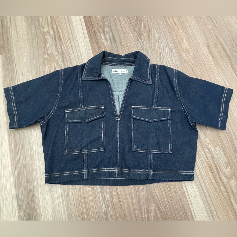 Zara cropped denim top